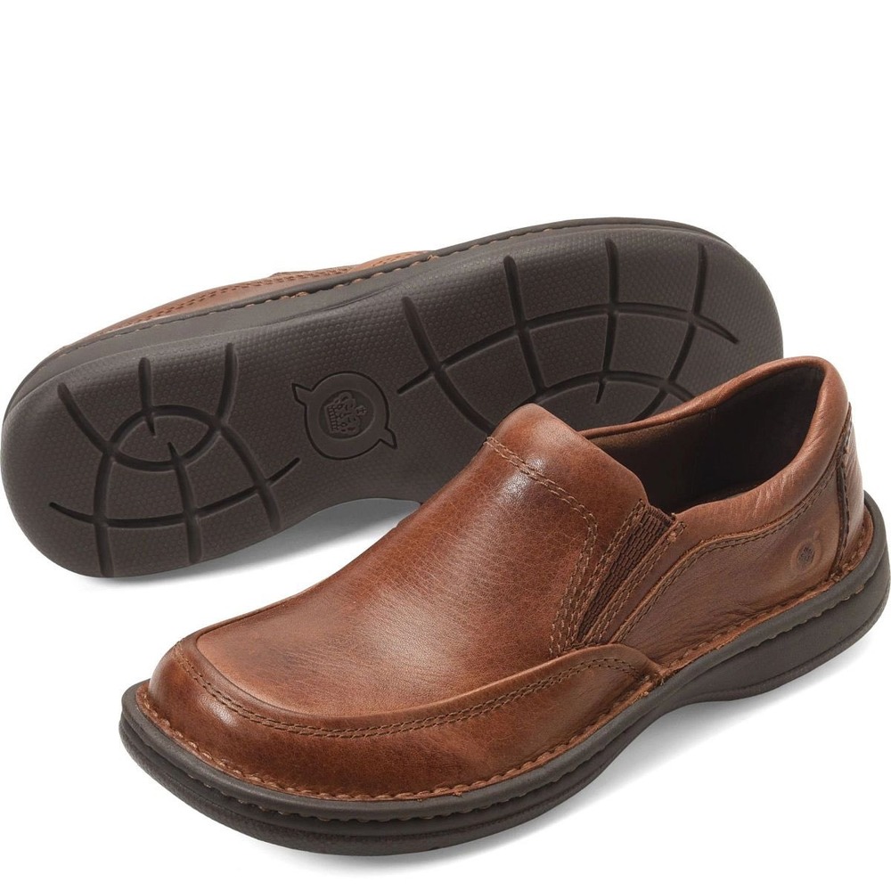 Born Mens Harrison Brown Leather Slip On Loafers BM0003925 Size‎ 10.5M Preppy